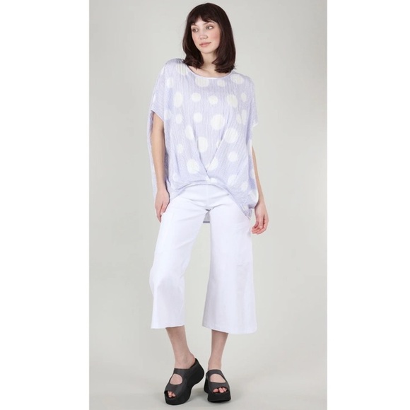 Patrizia Luca Dot Striped Oversized Cocoon Short Sleeve Shirt Lagenlook L/XL - Picture 12 of 12